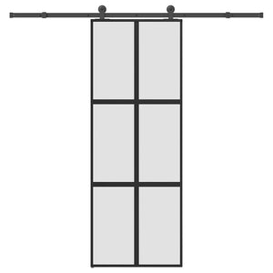 Skjutdörr med beslagset härdat glas och aluminium 76x205 cm