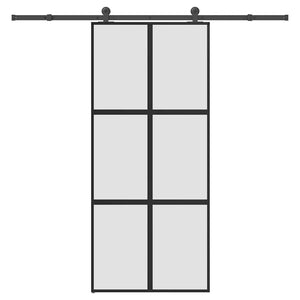 Skjutdörr med beslagset härdat glas och aluminium 90x205 cm