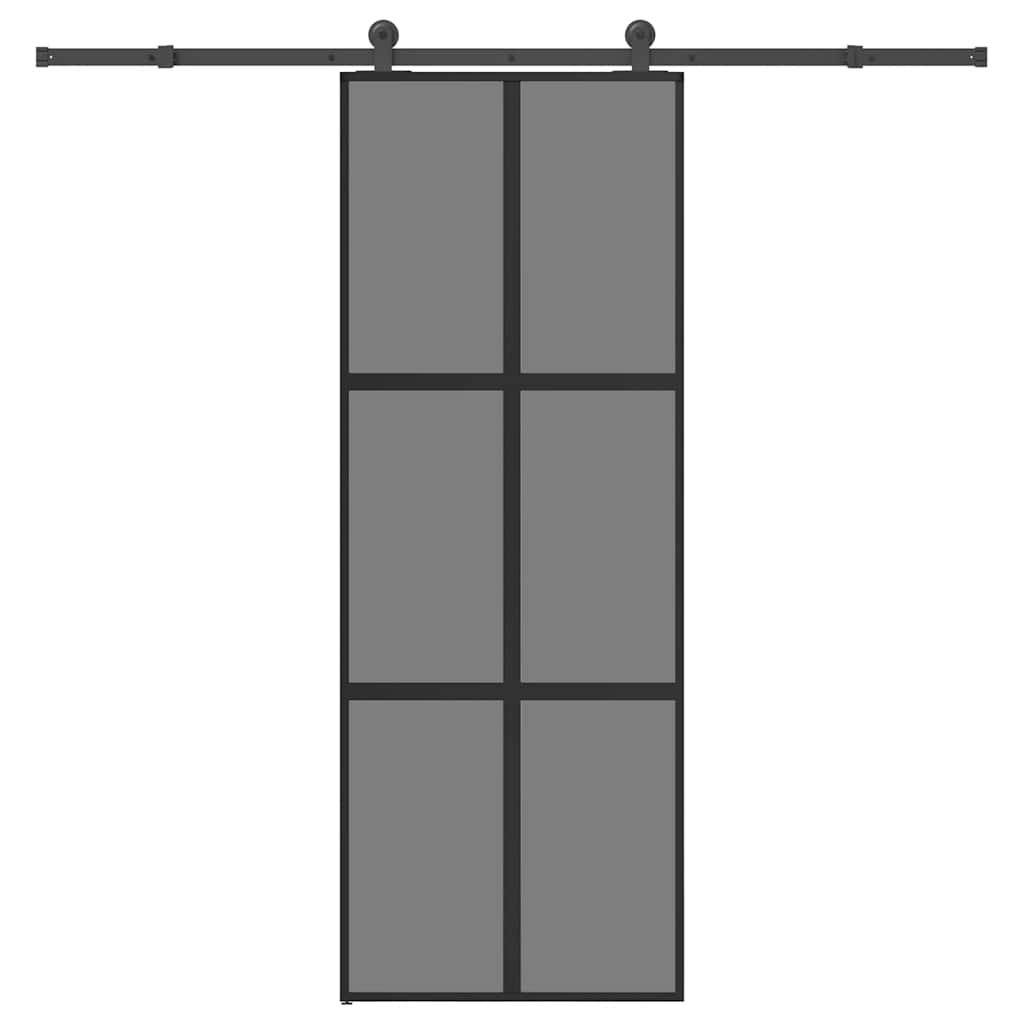 Skjutdörr med beslagset härdat glas och aluminium 76x205 cm