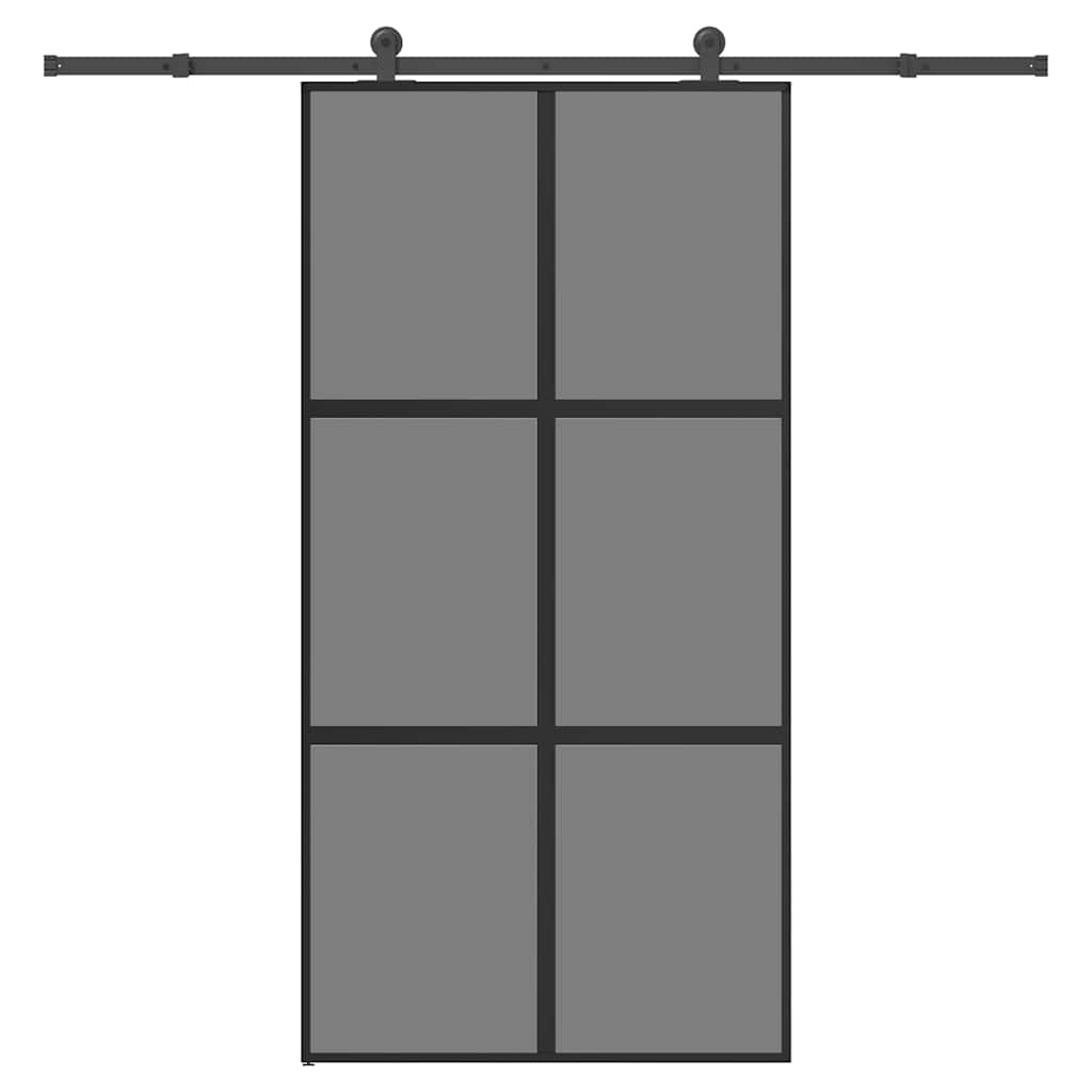 Skjutdörr med hårdvara 102,5x205 cm härdat glas och aluminium