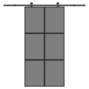 Skjutdörr med hårdvara 102,5x205 cm härdat glas och aluminium