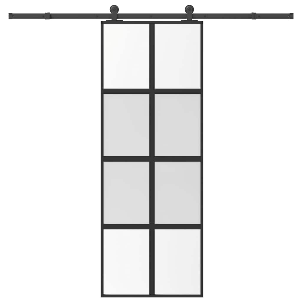 Skjutdörr med beslagset härdat glas och aluminium 76x205 cm