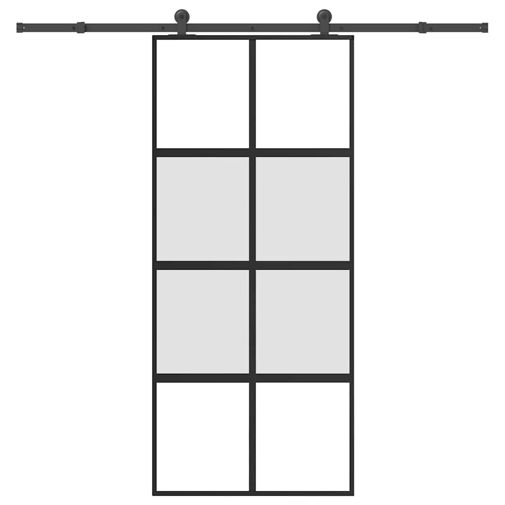 Skjutdörr med beslagset härdat glas och aluminium 90x205 cm