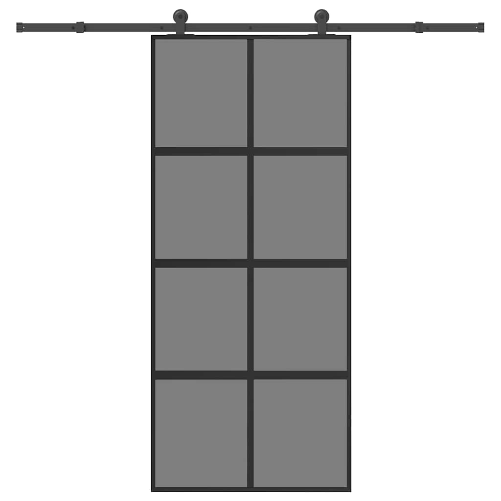 Skjutdörr med beslagset härdat glas och aluminium 90x205 cm