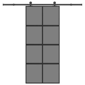 Skjutdörr med beslagset härdat glas och aluminium 90x205 cm