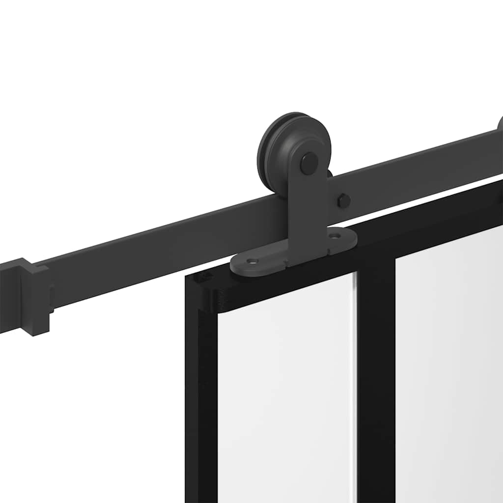 Skjutdörr med beslagset härdat glas och aluminium 76x205 cm