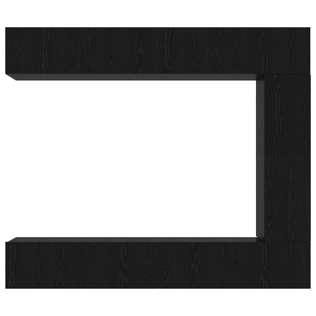 TV-bänkset Väggmonterad 5 pcs Svart Ek Konstruerat trä