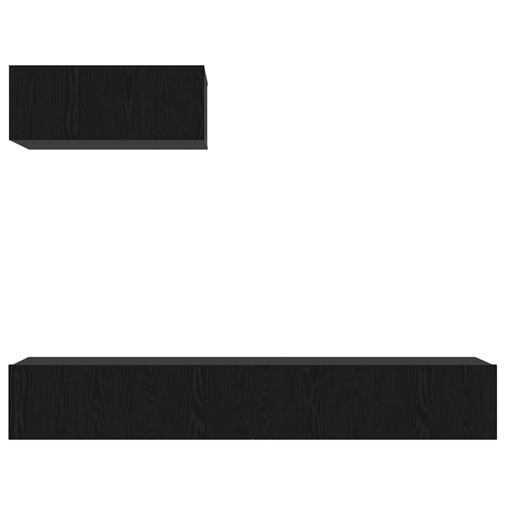 TV-bänkset Väggmonterad 3 pcs Svart Ek Konstruerat trä