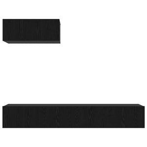 TV-bänkset Väggmonterad 3 pcs Svart Ek Konstruerat trä