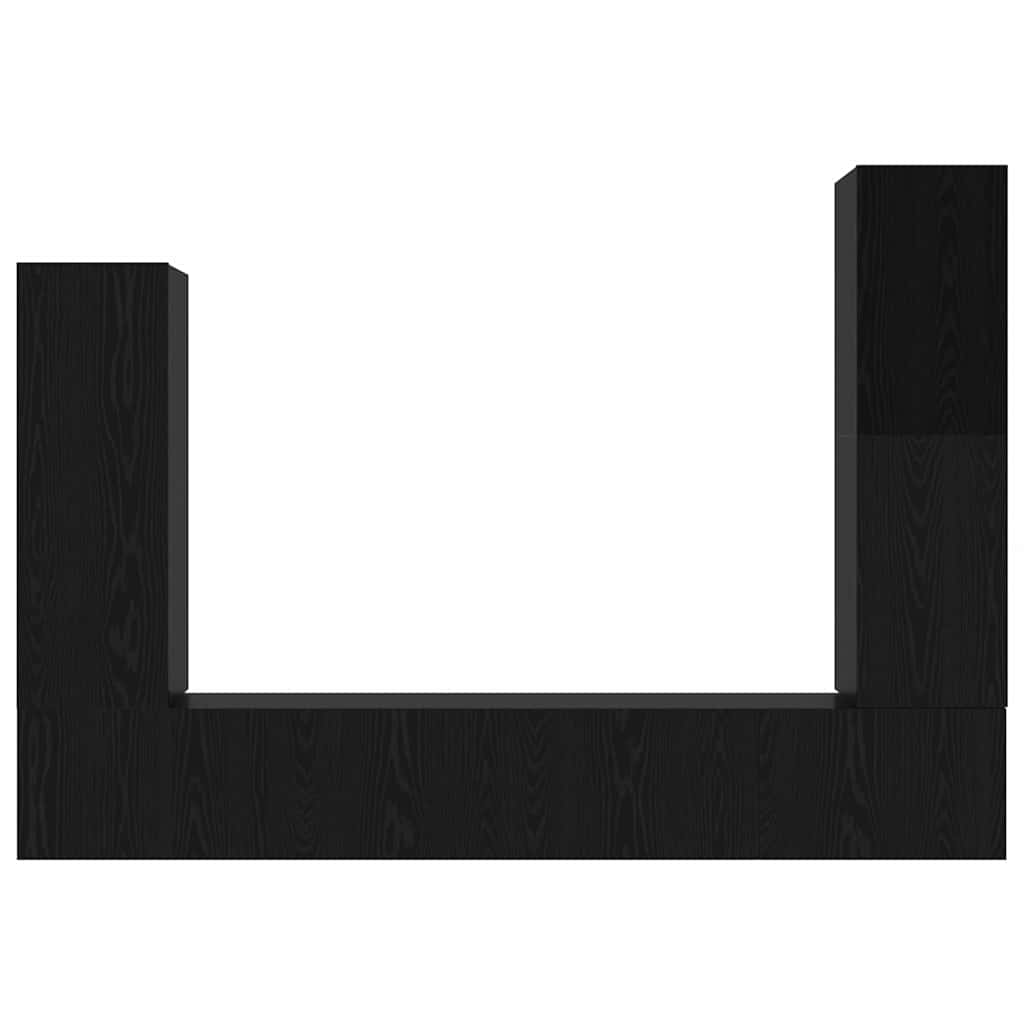 TV-bänkset Väggmonterad 4 pcs Svart Ek Konstruerat trä