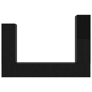 TV-bänkset Väggmonterad 4 pcs Svart Ek Konstruerat trä