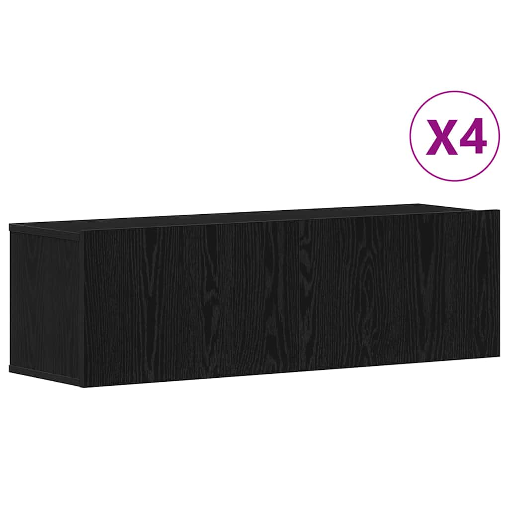 TV-bänkset 4 pcs Svart Ek 100 x 30 x 30 cm Konstruerat trä