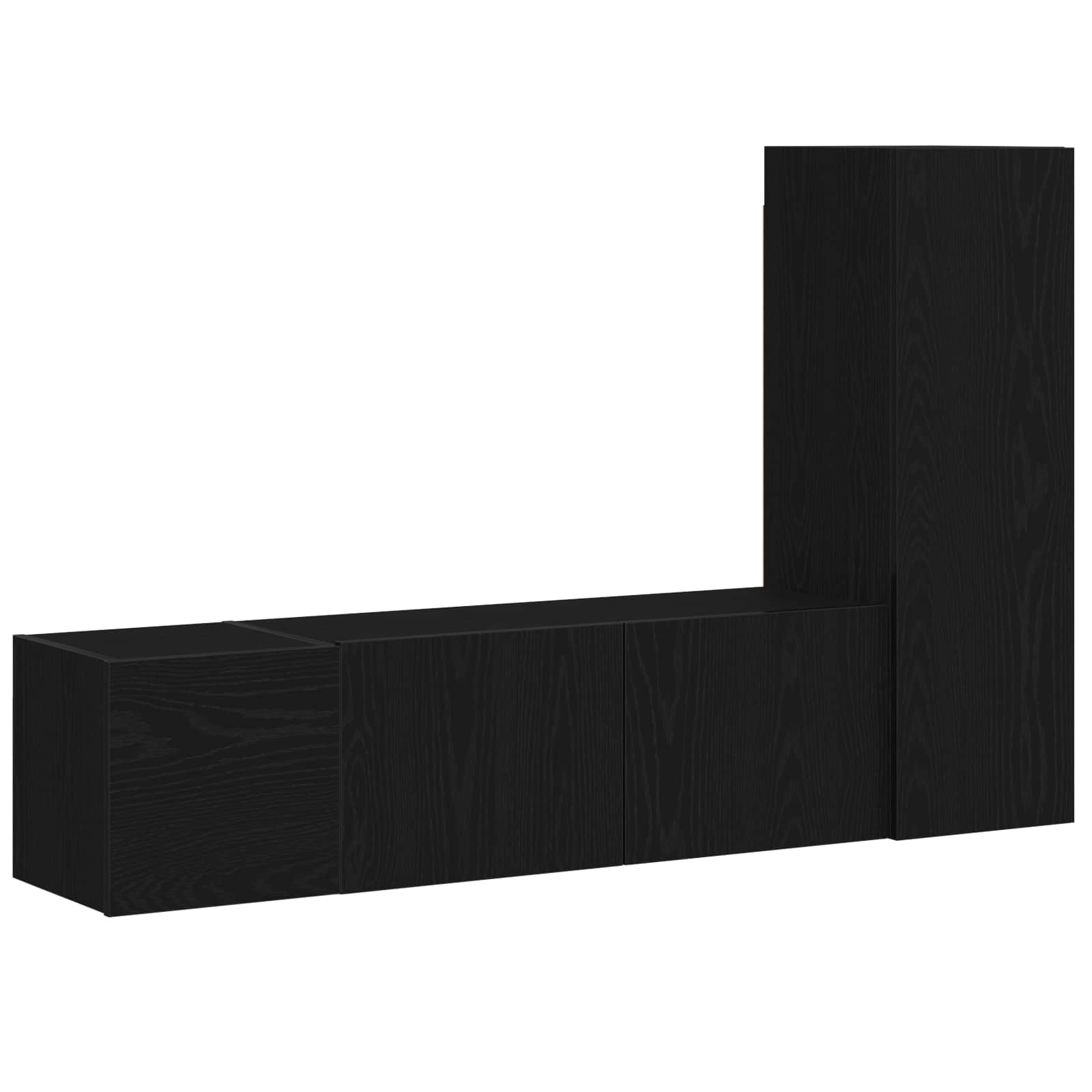 TV-bänkset 3 pcs Svart Ek 130,5 x 30 x 140 cm Konstruerat trä