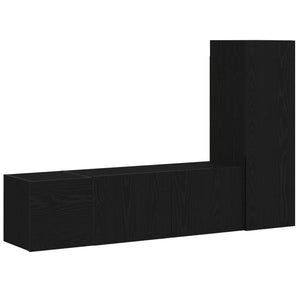 TV-bänkset 3 pcs Svart Ek 130,5 x 30 x 140 cm Konstruerat trä