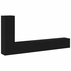 TV-bänkset Väggmonterad Svart Ek Konstruerat trä