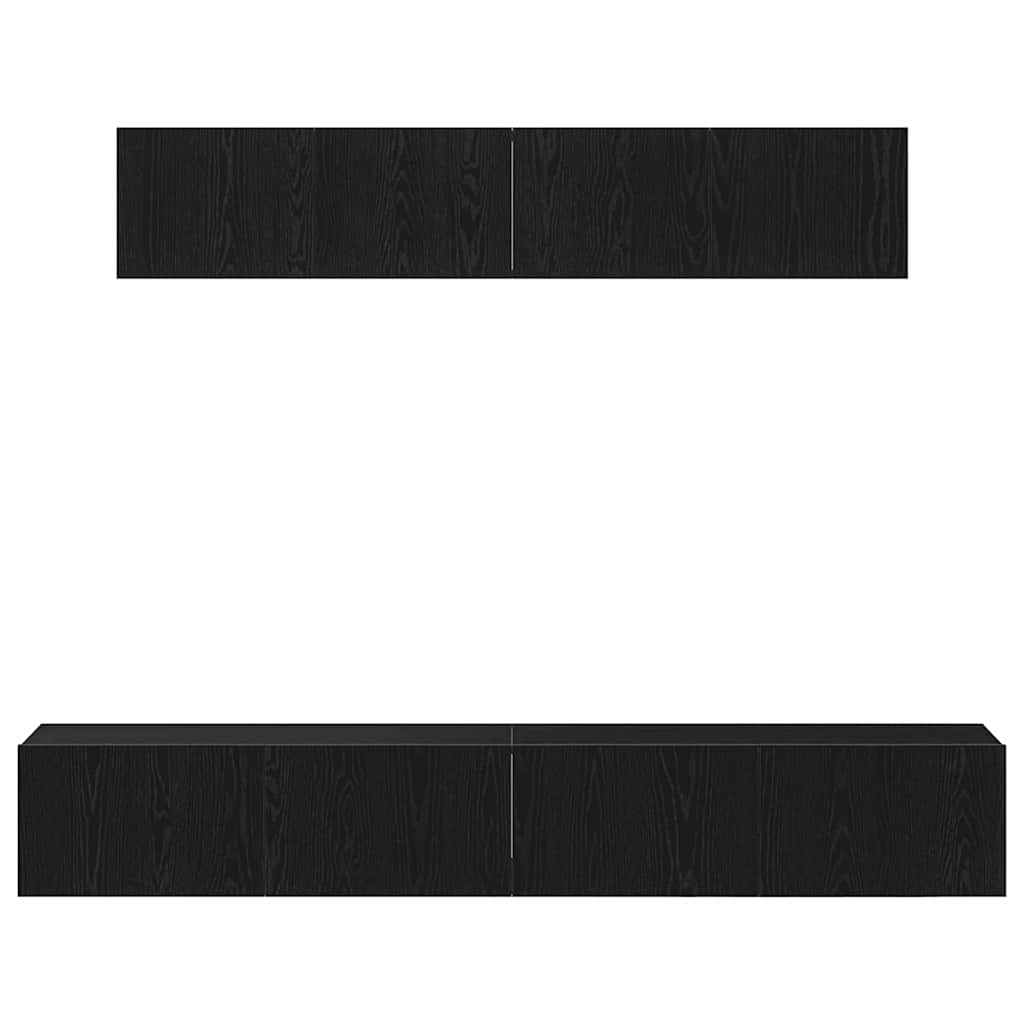 TV-bänkset Väggmonterad Svart Ek Konstruerat trä