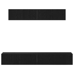 TV-bänkset Väggmonterad Svart Ek Konstruerat trä