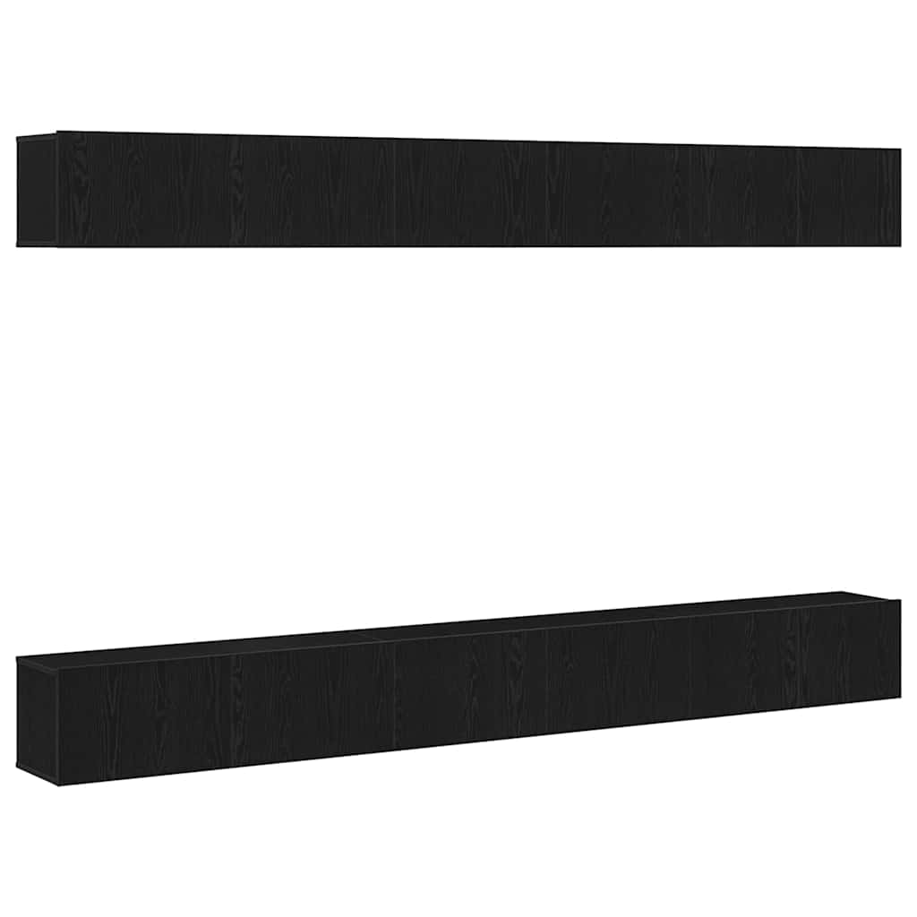 TV-bänkset Väggmonterad Svart Ek Konstruerat trä