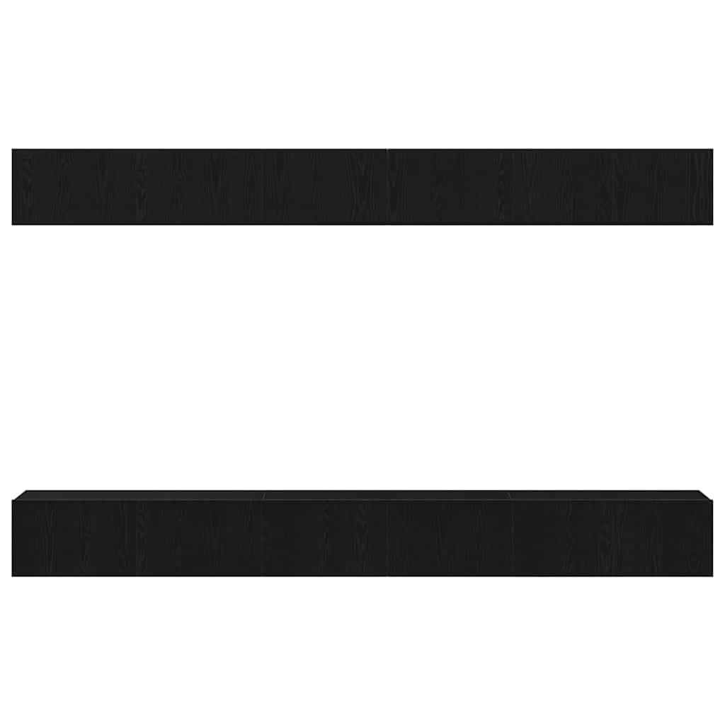TV-bänkset Väggmonterad Svart Ek Konstruerat trä
