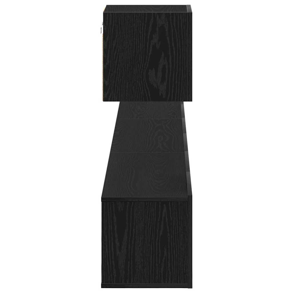 TV-bänkset Väggmonterad Svart Ek Konstruerat trä