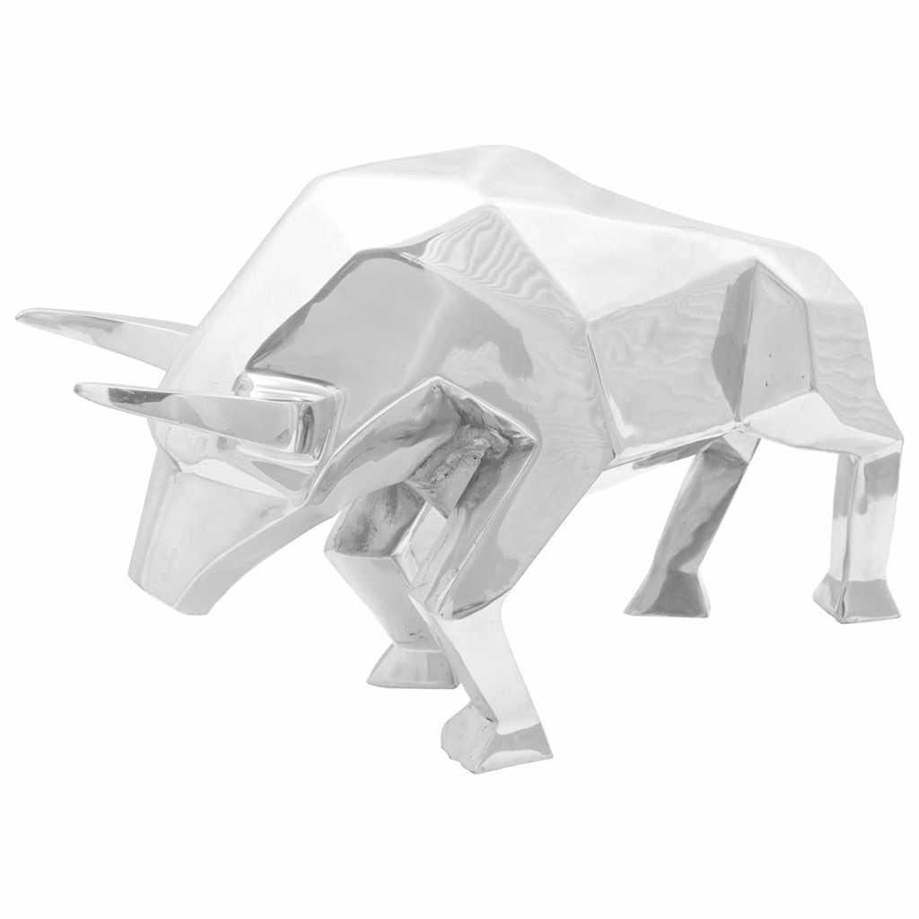Tjurskulptur Silver 74 x 23 x 30 cm Aluminium