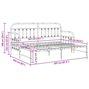 Dagbäddram Svart 80 x 200 cm Pulverlackerat stål