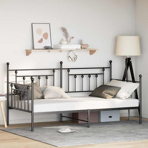 Dagbäddram med huvudgavel Svart 90 x 200 cm Stål