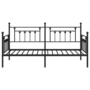 Dagbäddram med huvudgavel Svart 90 x 200 cm Stål