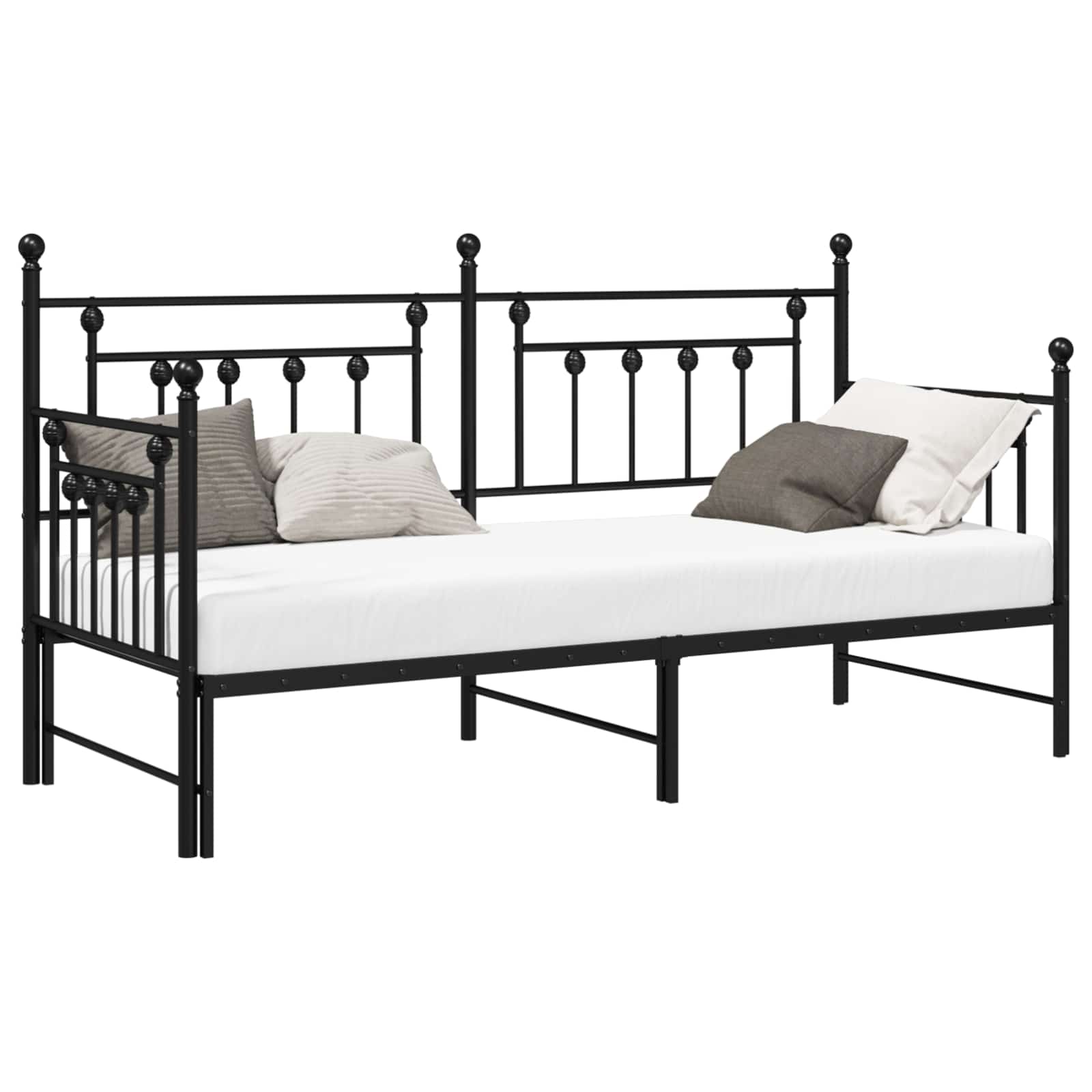 Dagbäddram med huvudgavel Svart 75 x 190 cm Stål