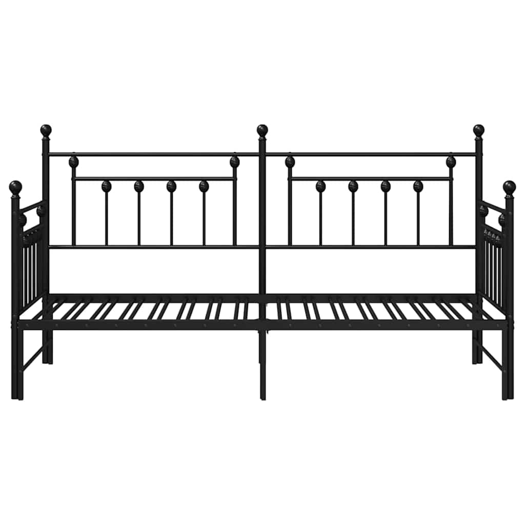Dagbäddram med huvudgavel Svart 75 x 190 cm Stål