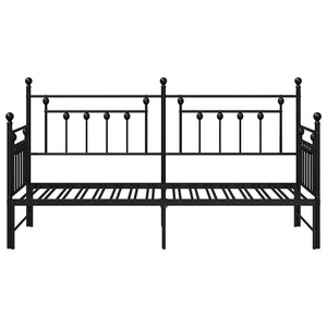 Dagbäddram med huvudgavel Svart 75 x 190 cm Stål