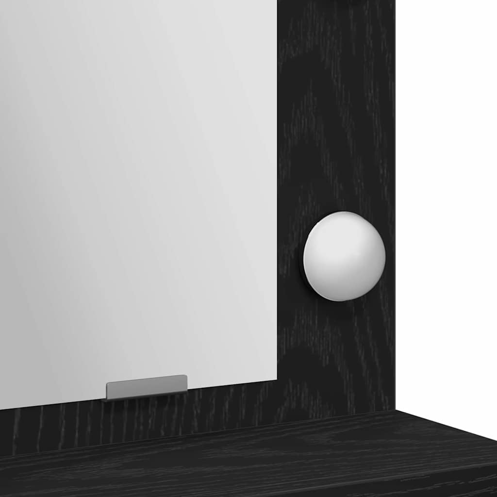 Smyckebord med låda Svart Ek 79 x 41 x 135 cm Konstruerat trä