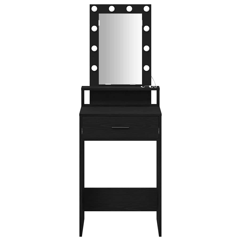 Smyckebord med låda Svart 50 x 41 x 140 cm Konstruerat trä