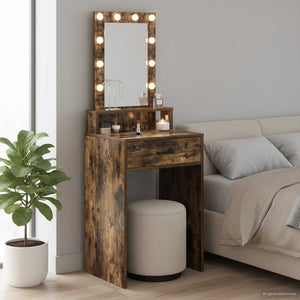 Smyckebord med låda Brun 50 x 41 x 140 cm Konstruerat trä