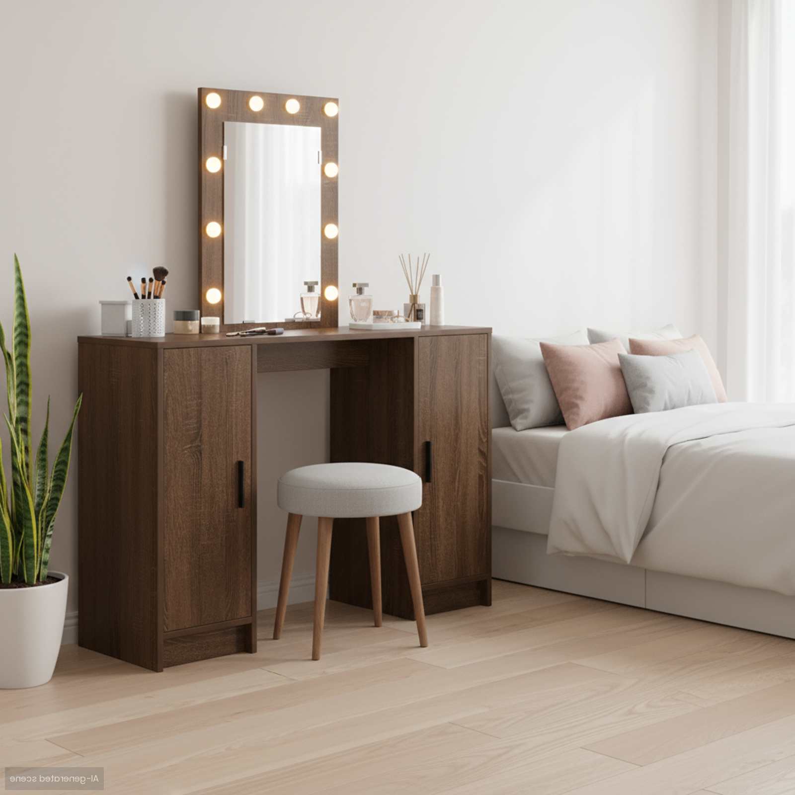 Smyckebord med lagring Brun 102 x 33 x 135 cm Konstruerat trä