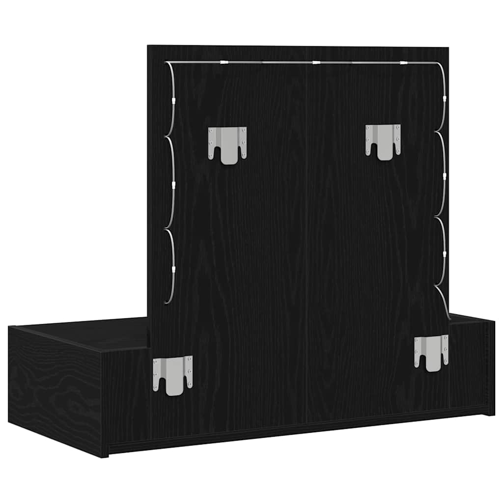 Smyckebord med låda Svart 83 x 40 x 70 cm Konstruerat trä