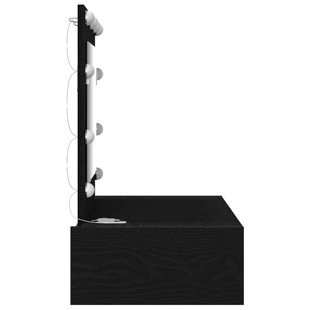 Smyckebord med låda Svart 83 x 40 x 70 cm Konstruerat trä