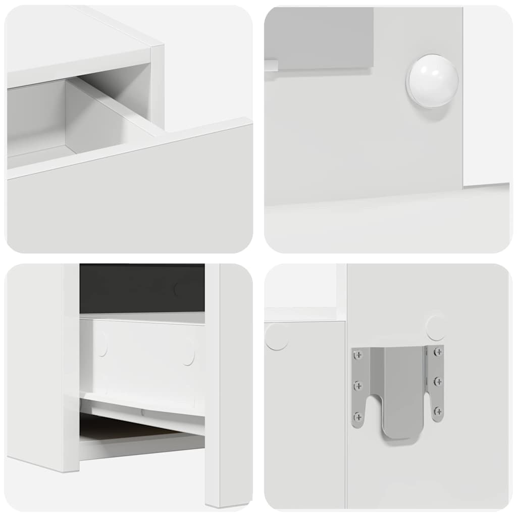 Smyckebord med låda Vit 100 x 40 x 70 cm Konstruerat trä