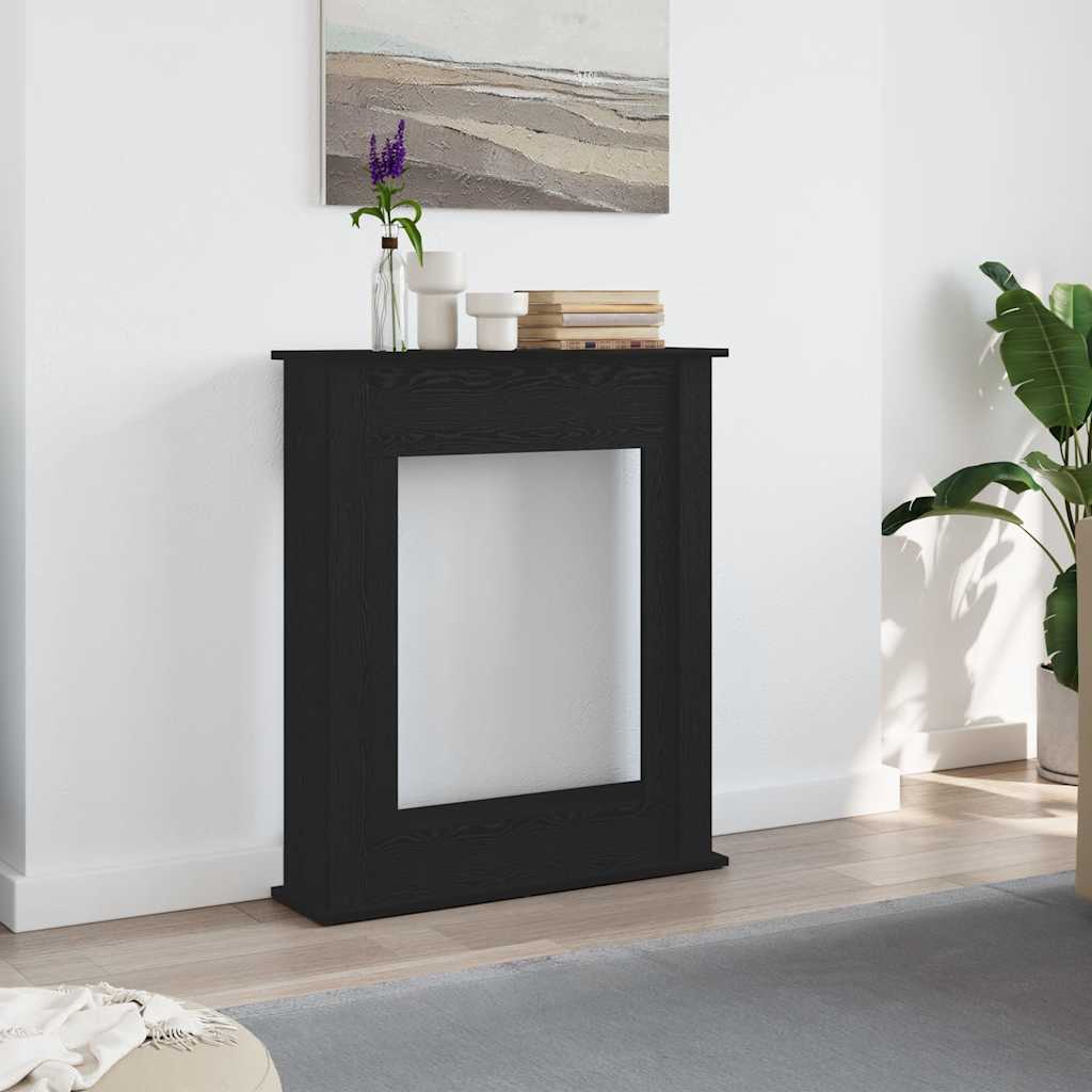 Öppen spis infattning svart ek 75x20x87,5 cm konstruerat trä