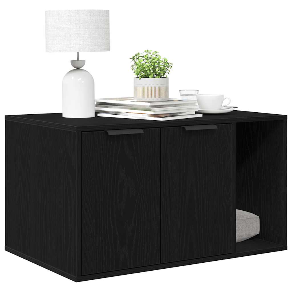 Kattlåda svart ek 80x50x45 cm konstruerat trä