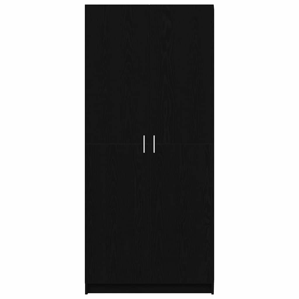 Garderob med hylla Svart Ek 80 x 50,5 x 180 cm Konstruerat trä