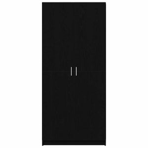 Garderob med hylla Svart Ek 80 x 50,5 x 180 cm Konstruerat trä