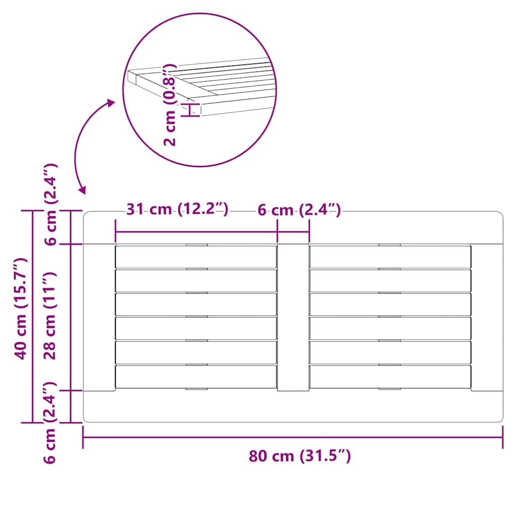 Bordsskiva Brun 80 x 40 x 2 cm Massivt Akaciaträ