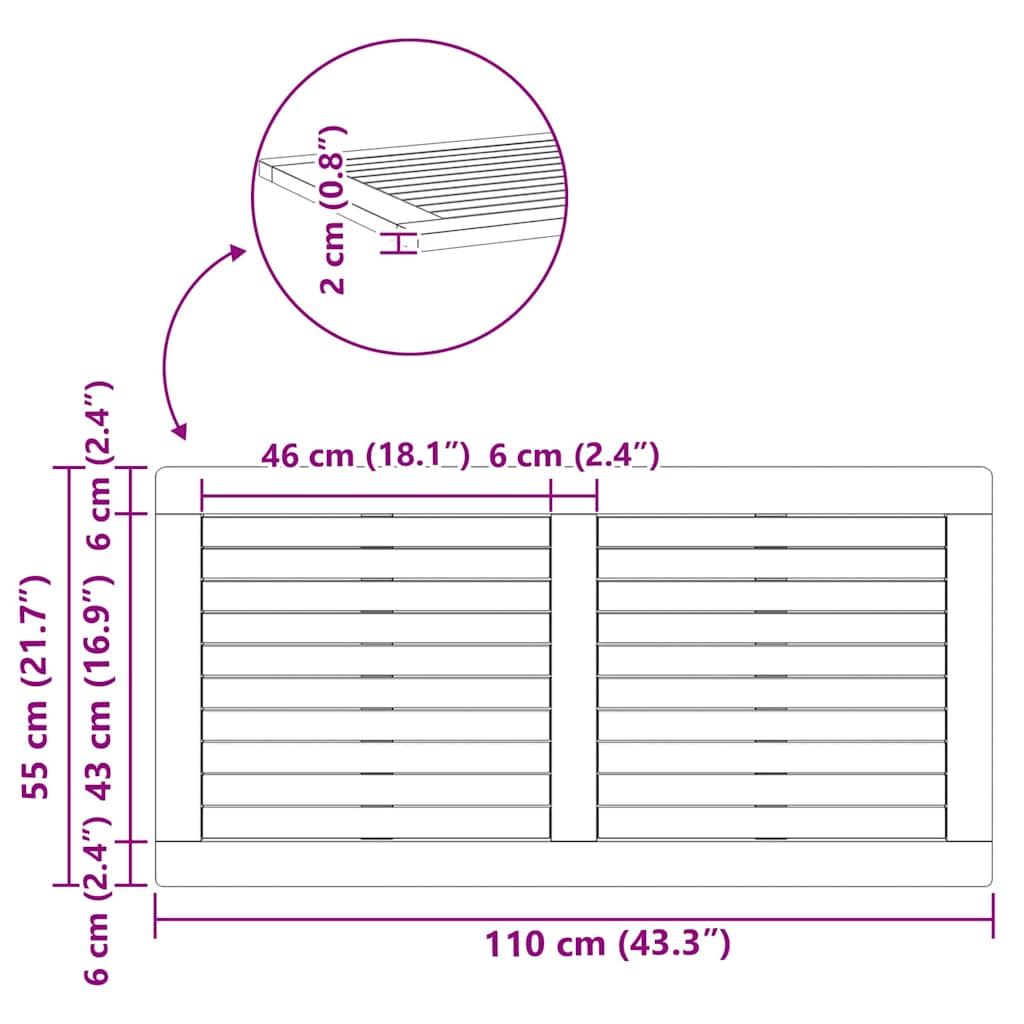 Bordsskiva Brun 110 x 55 x 2 cm Massivt Akaciaträ
