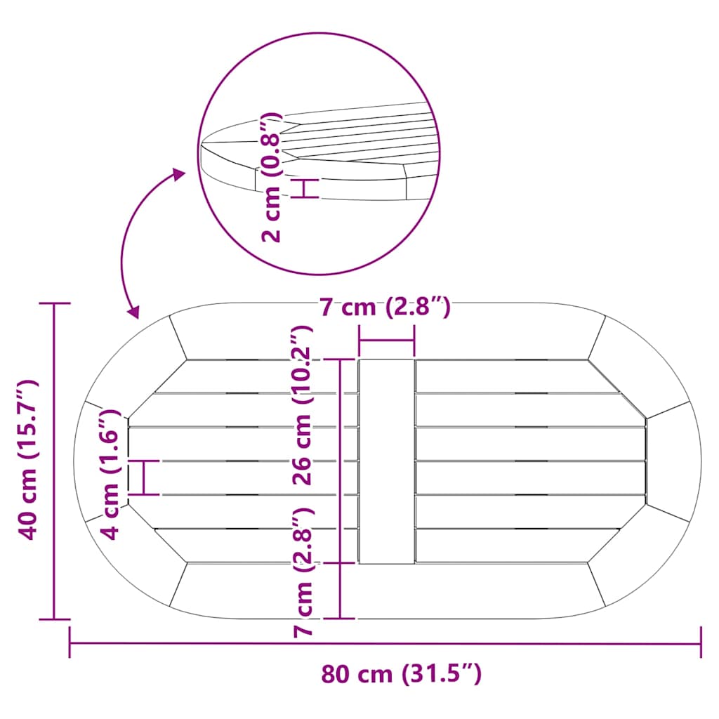 Bordsskiva Brun 80 x 40 x 2 cm Massivt Akaciaträ