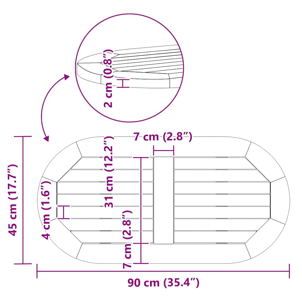 Bordsskiva Brun 90 x 45 x 2 cm Massivt Akaciaträ