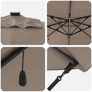 Parasoll Taupe 286 x 284 x 270 cm Aluminium och Polyester