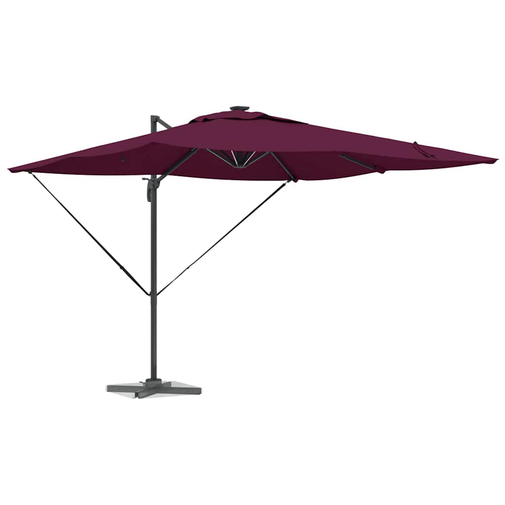 Parasoll med LED -remsljus Bordeaux Röd 286 x 284 x 270 cm