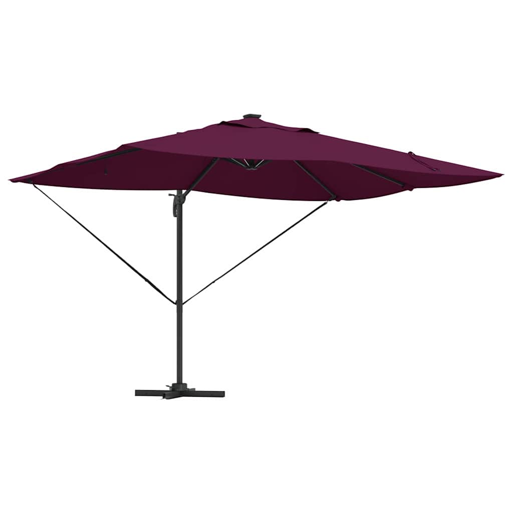 Parasoll med LED -remsljus Bordeaux Röd 352 x 251 x 265 cm