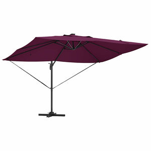 Parasoll med LED -remsljus Bordeaux Röd 352 x 251 x 265 cm